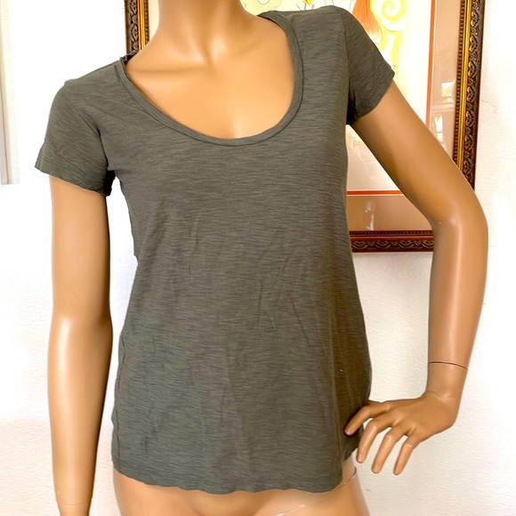 James Perse Tops - James Perse Olive Khaki Green Cotton Modal Tee T Shirt Top Scoop Neck 1 S